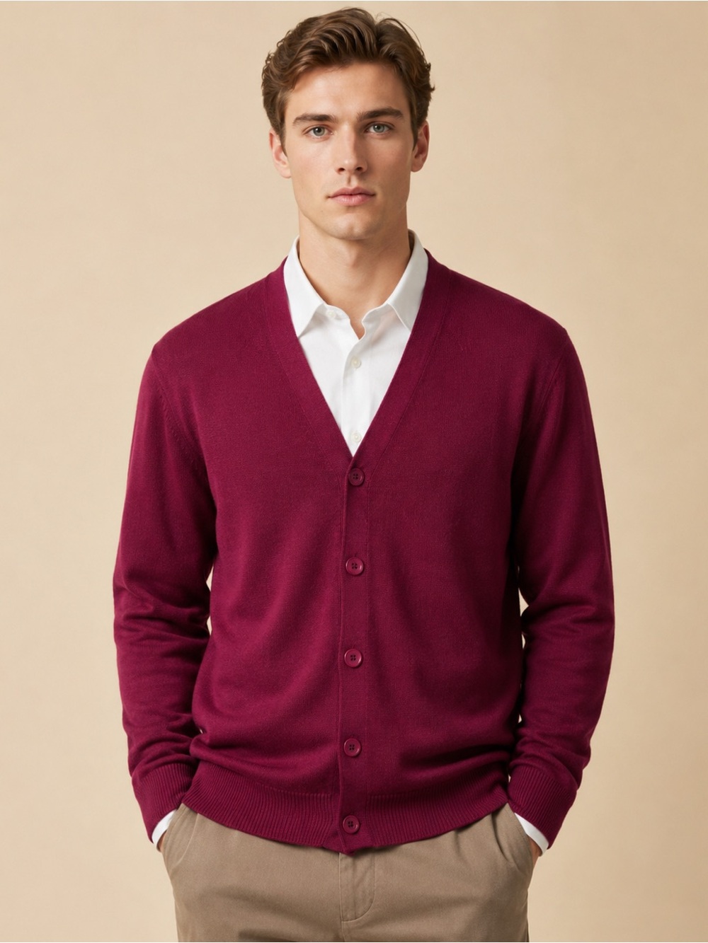 Coofandy Red Preppy Button Cardigan